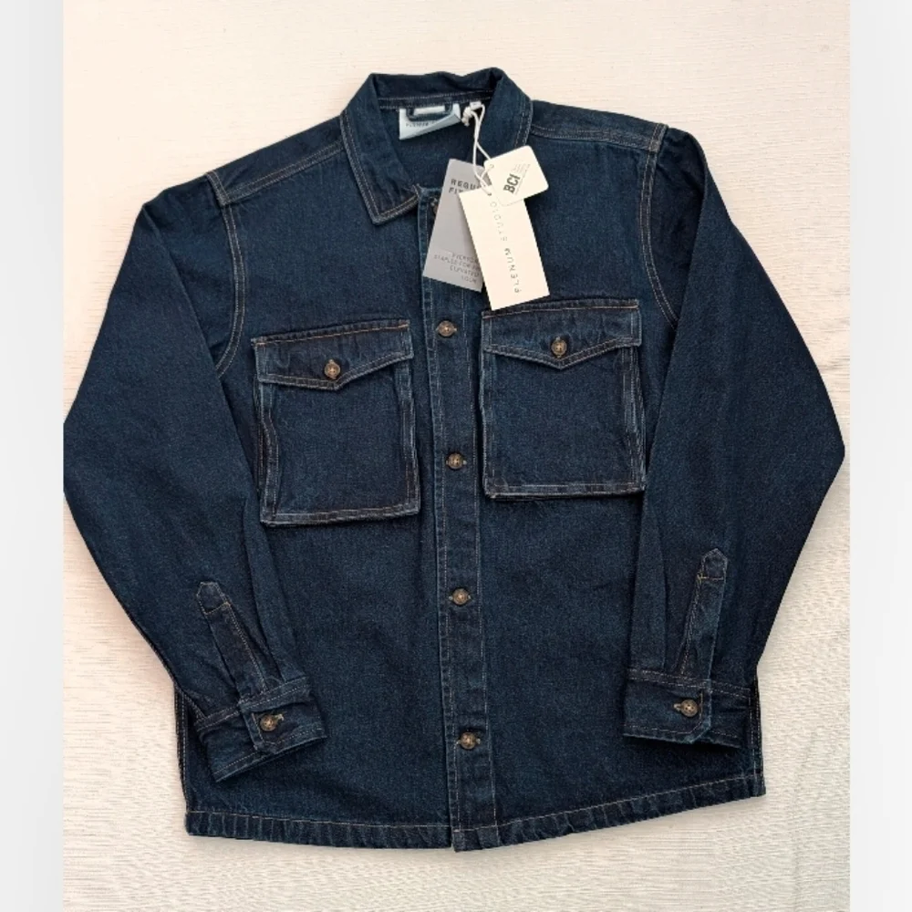 NWT Plenum Studio Men's Dark Blue Denim Large Pockets Jacket Size M